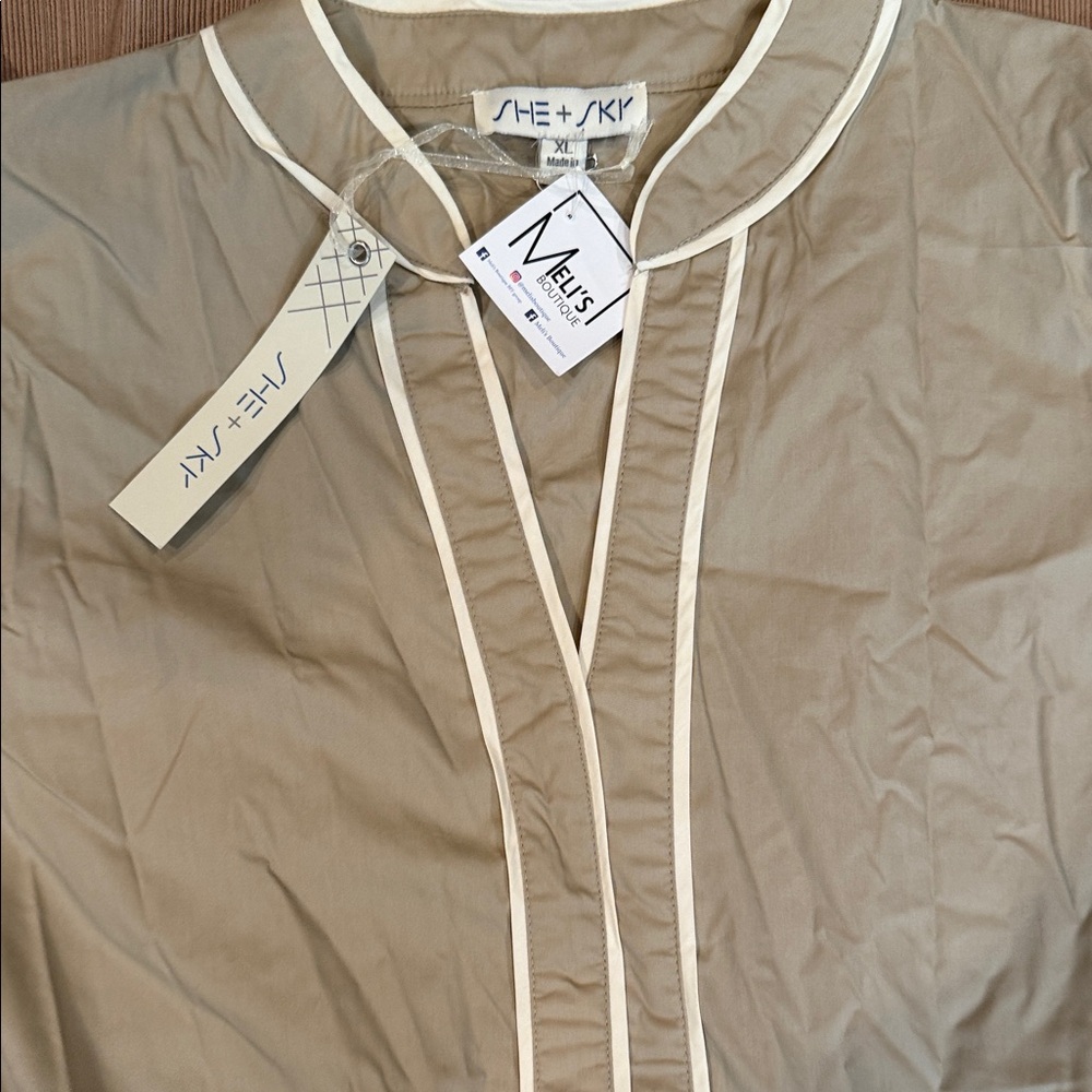 She + Sky Ruffle Sleeve Dress - Tan - Picture 7 of 10